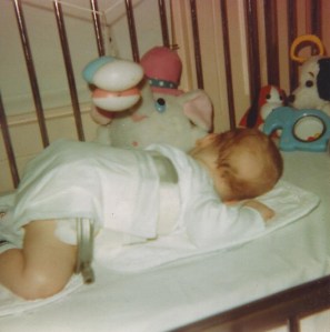 Leonard in the hospital with a brace on